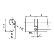 BKS Cylindre profilé double PZ 8800 35/40mm NuG no Qty. Clé : 3 gl.-4