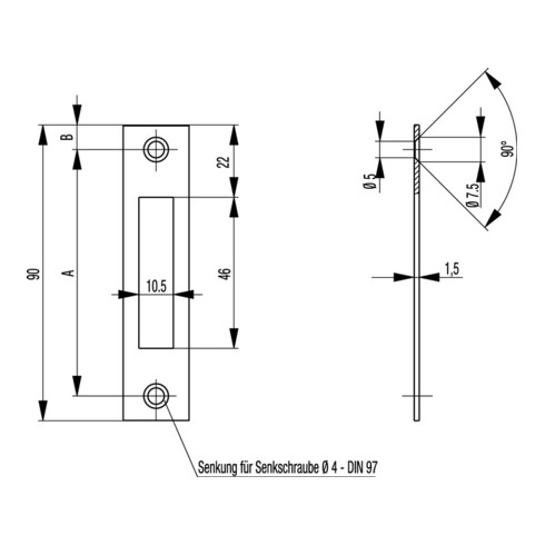 BKS Gâche plate VA ktg. SP 20mm