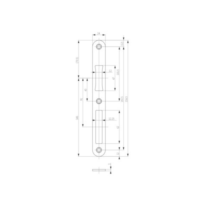 BKS Plaque de fermeture plate B-90000, 24x216 inox