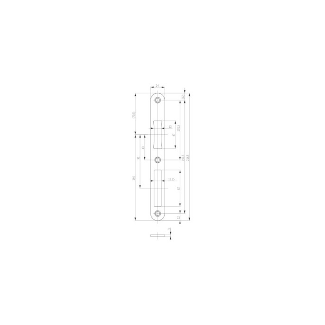 BKS Plaque de fermeture plate B-90000, 24x216 inox
