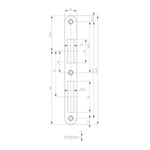 BKS Plaque de fermeture plate B-90000, 24x216 ronds acier inoxydable