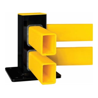 BLACK BULL Barrière de sol hybride poteau d’angle 255 × 100 × 100 mm noir jaune
