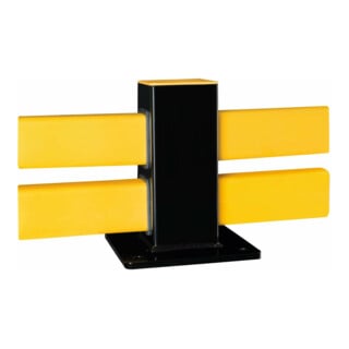 BLACK BULL Bodenbarriere Hybrid Mittelpfosten 255 x 100 x 100 mm schwarz gelb