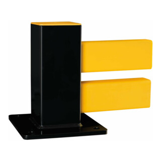 BLACK BULL Bodenbarriere Hybrid Standpfosten Anfang/Ende 255 x 100 x 100mm schwarz gelb