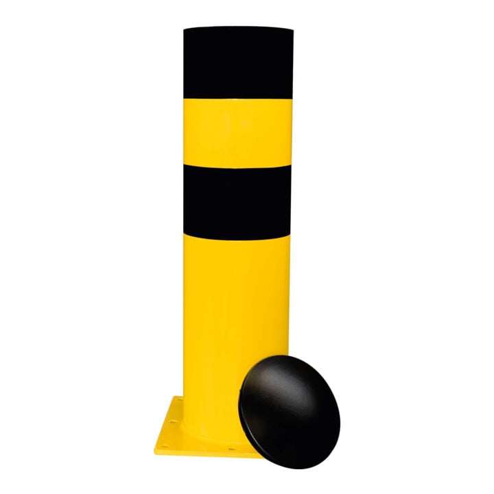 BLACK BULL Bornes de protection 3XL acier 6,3 mm 323 x 1200 mm jaune-noir pour fixation au sol