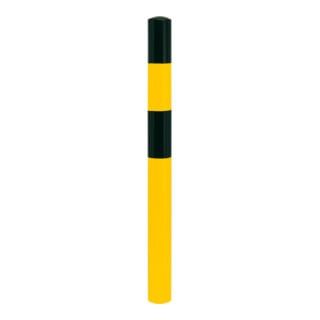 BLACK BULL Bornes de protection en acier S 3,6 mm 90 x 1200(+400) mm jaune-noir à sceller dans le béton