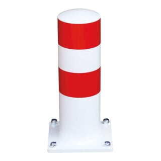 BLACK BULL Protection de poteau pour camion, aide au stationnement, galvanisé blanc, bandes réfléchissantes rouges, à fixer par chevillage