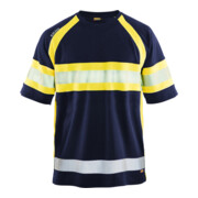 Blakläder T-shirt de signalisation, bleu marine / jaune, Taille unisexe: M