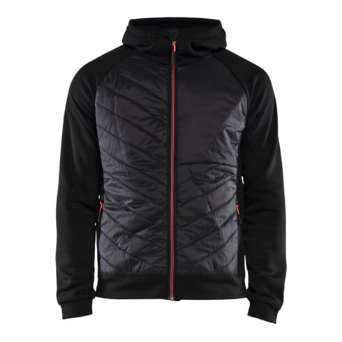Blakläder Hybrid Sweater Service Plus, zwart/rood, unisex maat XL