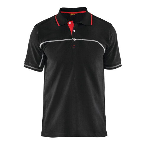 BLAKLÄDER Poloshirt Service Plus, zwart / rood, Uniseks-maat: 2XL