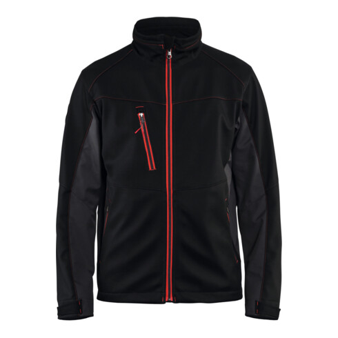 Blakläder Softshell Jacke Service Plus, schwarz / rot, Unisex-Größe: L