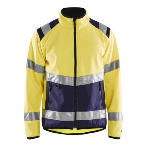 BLAKLÄDER Softshell-veiligheidsjack, geel / marineblauw, Uniseks-maat: XL