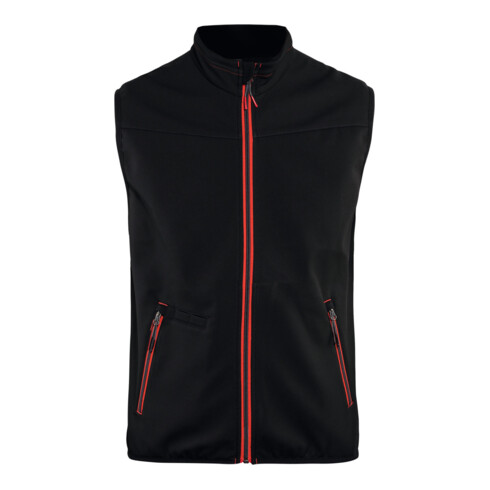 BLAKLÄDER Softshell-vest Service Plus, zwart / rood, Uniseks-maat: M