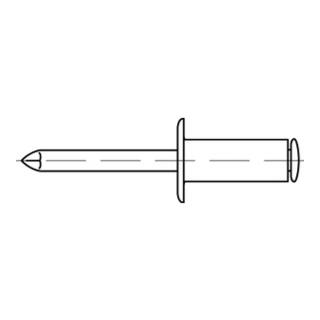 Blindniete ISO 15983 Flachkopf, Niethülse: Edelstahl A2, Nietdorn: Edelstahl A2