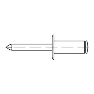 Blindniete ISO 15983 Flachkopf, Niethülse: Edelstahl A2, Nietdorn: Edelstahl A2