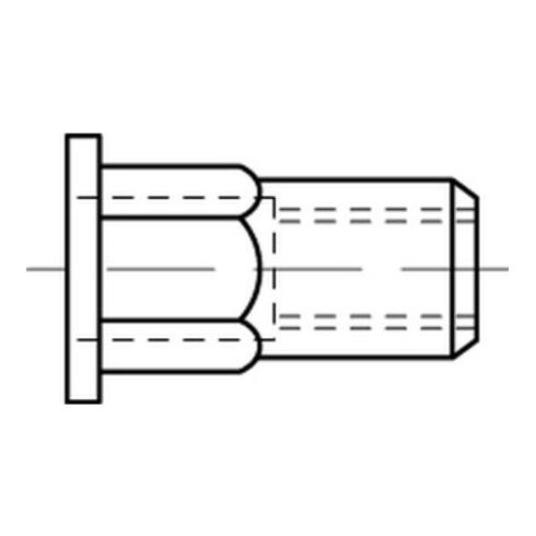 ART 88483 Blindnietmutter mit Sechskant Flachkopf, Edelstahl A2, offen