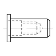 Blindnietmuttern geschlossen Alu Flachkopf M 6 / 3,0 - 4,5 S