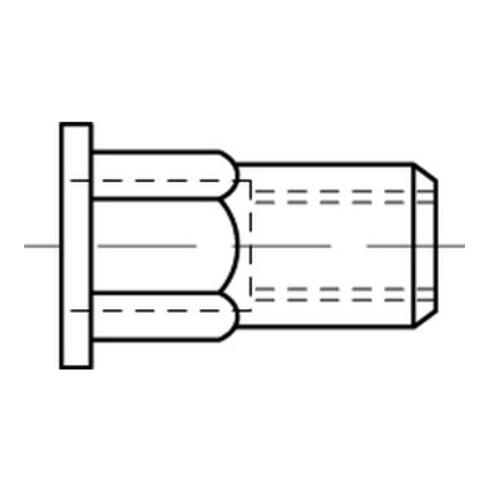 Blindnietmuttern Stahl gal Zn m. Sechskant Flachkopf M 4 / 0,5 -2,0 S