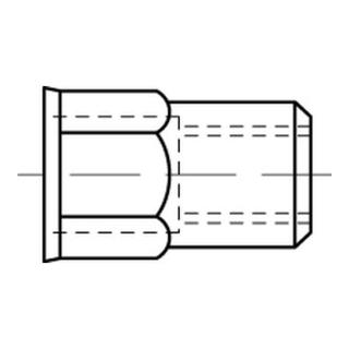 ART 88484 Blindnietmuttern mit Sechskant kleiner Senkkopf, Stahl, galvanisch verzinkt