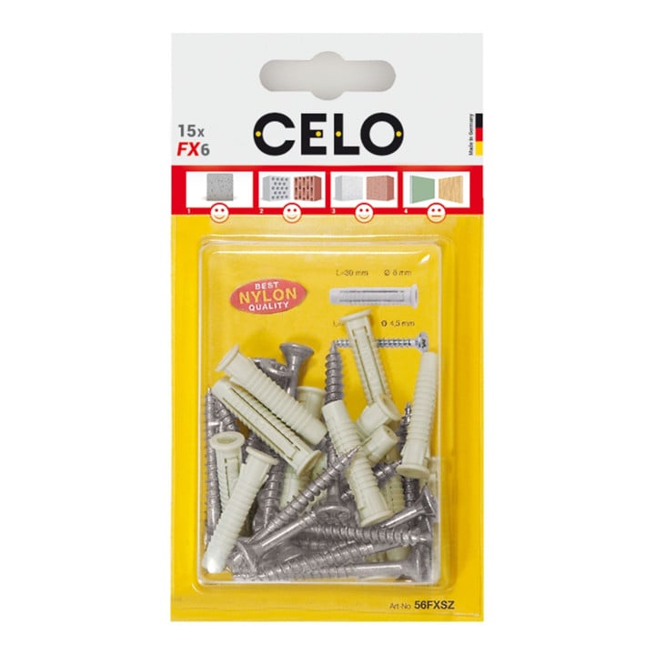 CELO Cheville pour blister avec vis FX 8 SPS