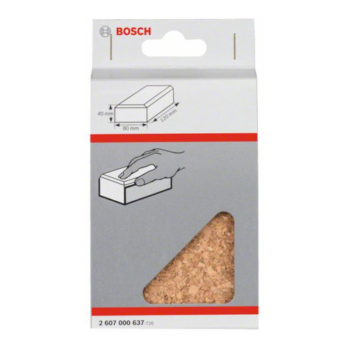 Bloc à poncer, Bosch longueur x largeur : 80 x 120 mm en liège, petit format