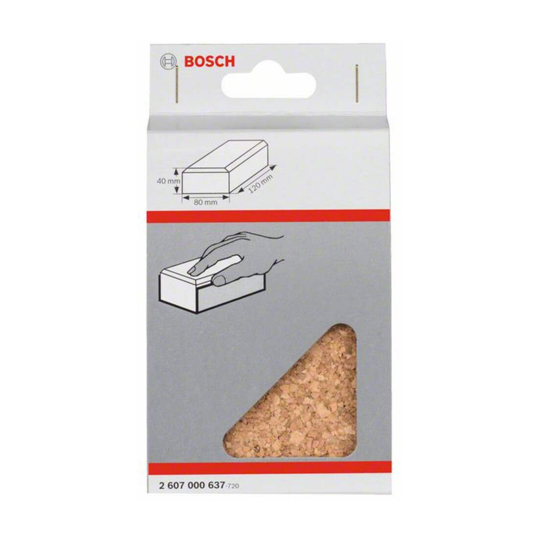 Bloc à poncer, Bosch longueur x largeur : 80 x 120 mm en liège, petit format