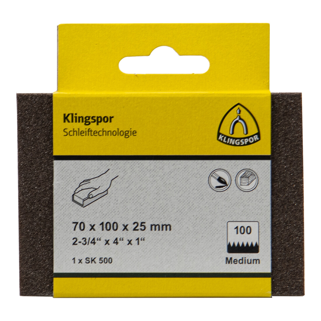Klingspor SK 500 Bloc de ponçage 70 x 100 mm, corindon emballage libre service