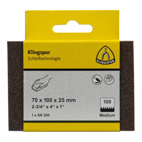 Bloc de ponçage Klingspor SK 500, corindon grain 220 70 x 100 x 25 mm