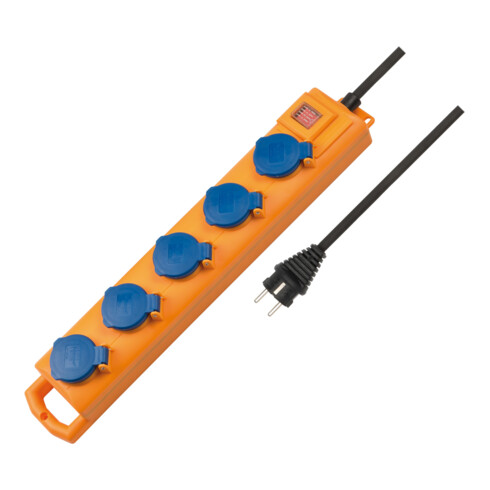 Bloc multiprise Super-Solid SL 554 DE IP54 5 prises jaune/bleu 2m H07RN-F3G1,5 avec interrupteur