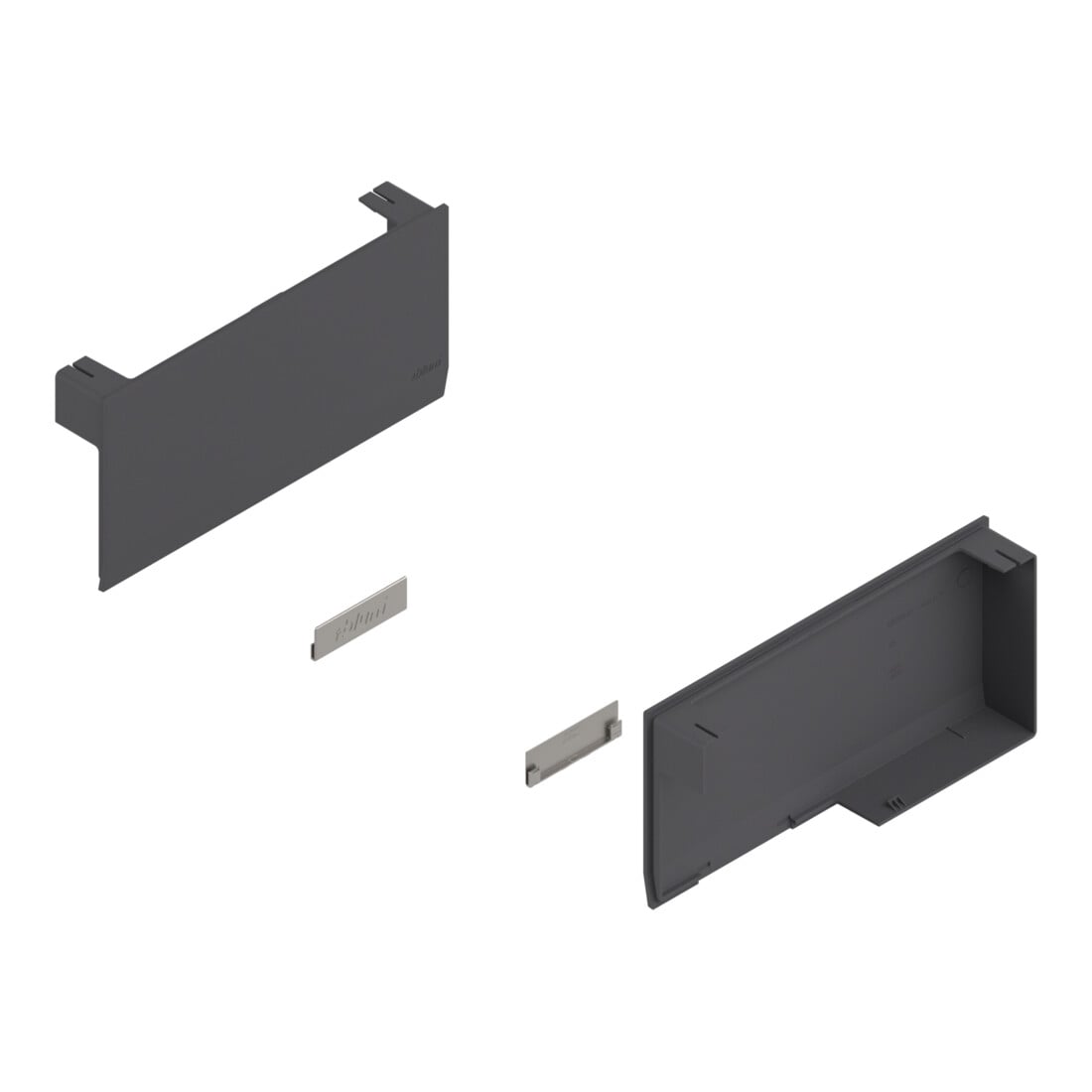 Blum AVENTOS HK top Abattant supérieur, jeu de caches, gauche/droite, gris foncé/inox brossé