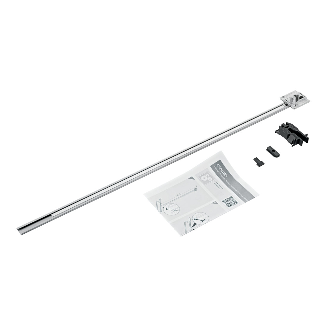 Blum CABLOXX Sperrstange, Set (Sperrstange, Distanzst., Abschlussstück, Aufnahme, Bohrlehre), LKH=762 mm, roh