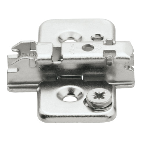 Blum CLIP Montageplatte, kreuz, 3 mm, Stahl, Schrauben, HV: Exzenter, vernickelt