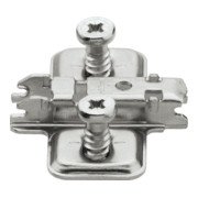 Blum CLIP Plaque de montage croisée, acier, avec vis système pré-montées, HV : fente allongée, nickelée-1