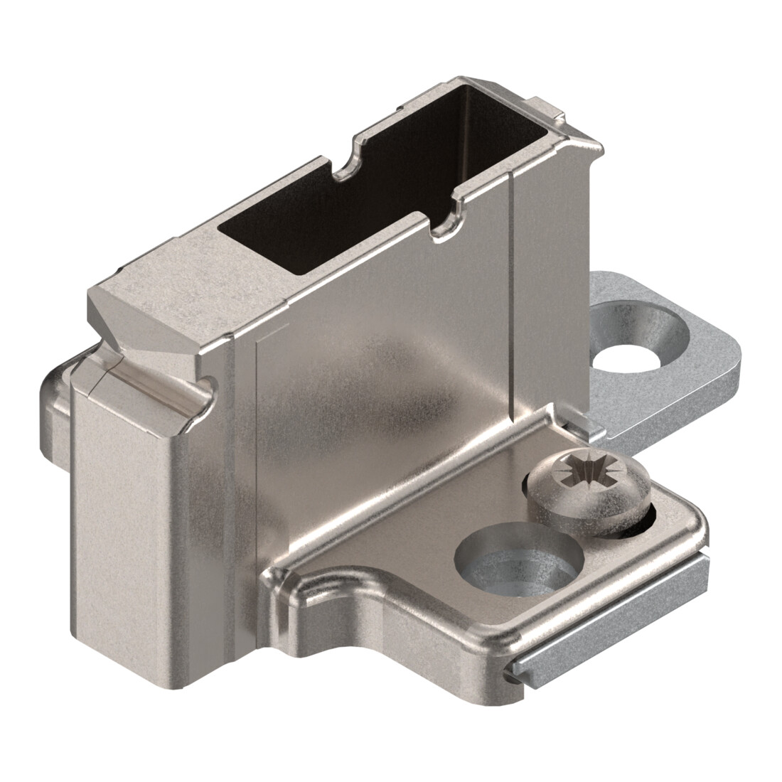 Blum CLIP Plaque de montage, croix, 18 mm, zinc, vis système, HV : 2 pièces, nickelé