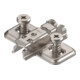 Blum CLIP Plaque de montage, croix, 3 mm, acier, avec vis système prémontées, HV : fente longue, nickelé