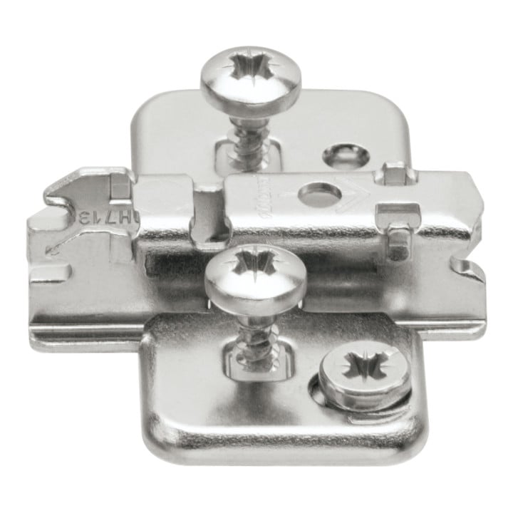Blum CLIP Plaque de montage, croix, 3 mm, acier, EXPANDO pour double butée, HV : excentrique, nickelé
