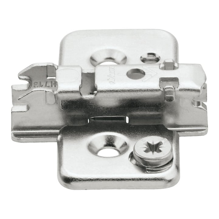 Blum CLIP Plaque de montage, croix, 3 mm, acier, vis, HV : excentrique, nickelé