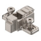 Blum CLIP Plaque de montage, croix, 9 mm, zinc, avec vis système prémontées, HV : fente allongée, nickelée