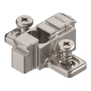 Blum CLIP Plaque de montage, croix, 9 mm, zinc, avec vis système prémontées, HV : fente allongée, nickelée-1