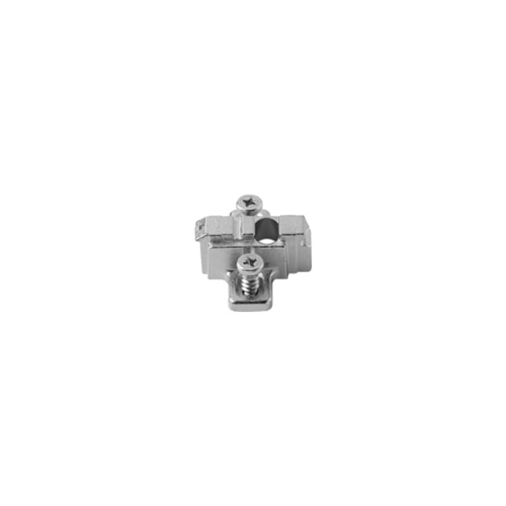 Blum CLIP Plaque de montage, croix, 9 mm, zinc, avec vis système prémontées, HV : fente allongée, nickelée