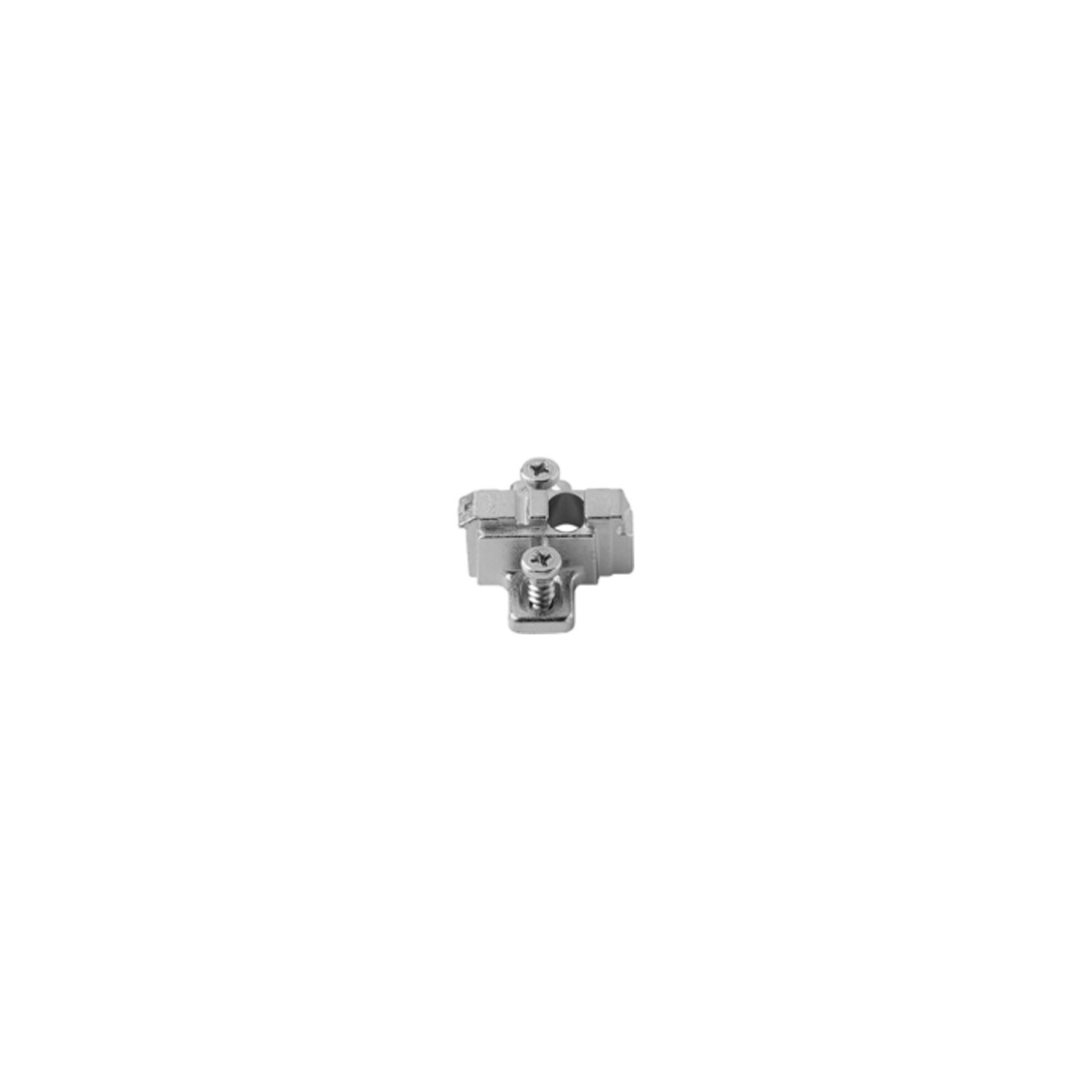 Blum CLIP Plaque de montage, croix, 9 mm, zinc, avec vis système prémontées, HV : fente allongée, nickelée
