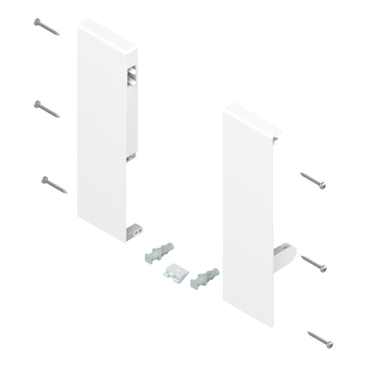 Blum Fronthalter TANDEMBOX Höhe D für Innenauszug mit 1-fach Reling links/rechts für TANDEMBOX antaro Seidenweiß