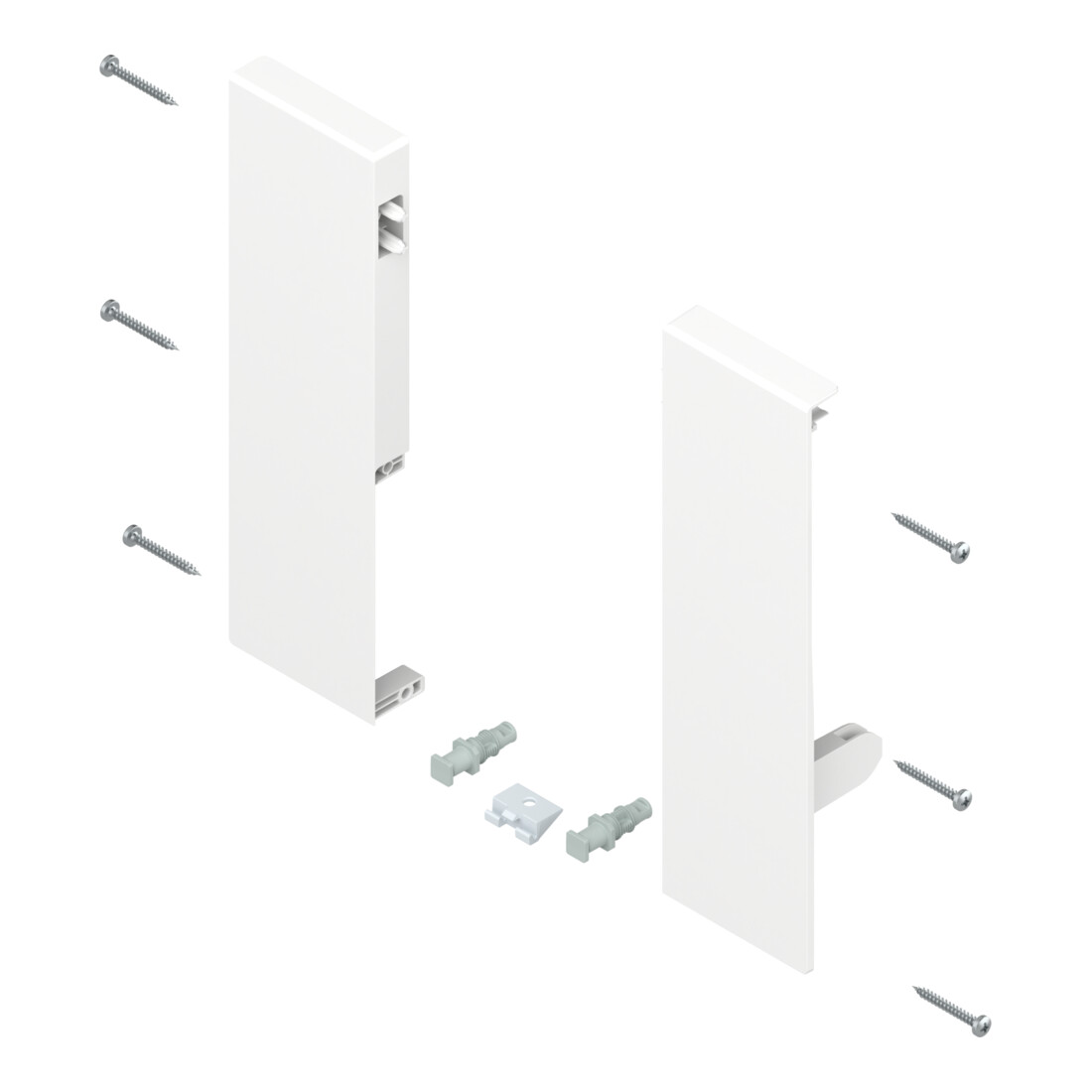 Blum Fronthalter TANDEMBOX Höhe D für Innenauszug mit 1-fach Reling links/rechts für TANDEMBOX antaro Seidenweiß