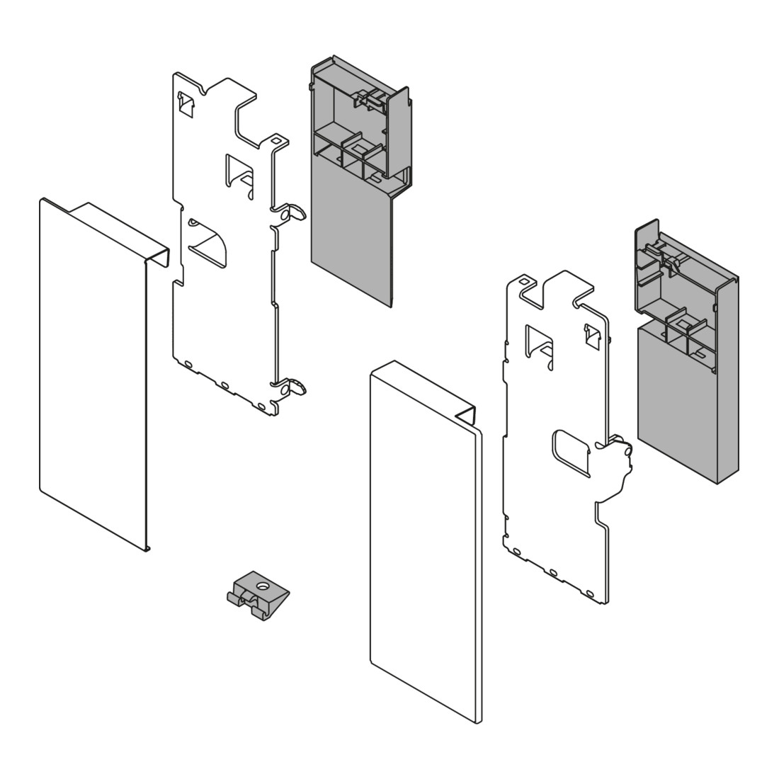 Blum LEGRABOX Fronthalter, Höhe K, für Innenschubkasten, links/rechts, oriongrau matt