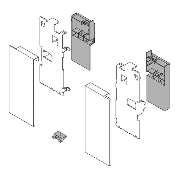 Blum LEGRABOX Support frontal, hauteur K, pour tiroir intérieur, gauche/droite, gris orion mat