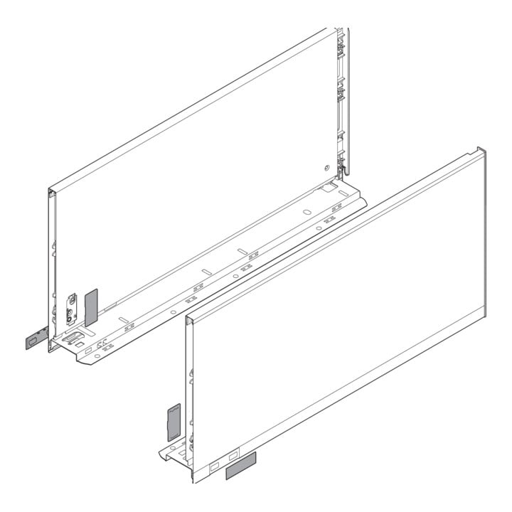 Blum LEGRABOX Zarge, Höhe F 241 mm, NL 400 mm, links/rechts, für LEGRABOX pure, oriongrau matt