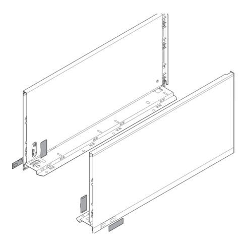 Blum LEGRABOX Zarge, Höhe F 241 mm, NL 400 mm, links/rechts, für LEGRABOX pure, seidenweiss matt
