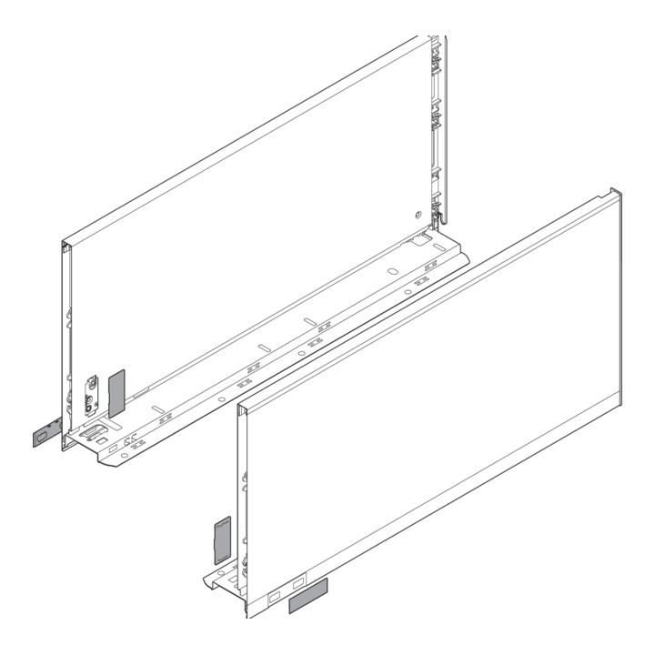 Blum LEGRABOX Zarge, Höhe F 241 mm, NL 400 mm, links/rechts, für LEGRABOX pure, seidenweiss matt