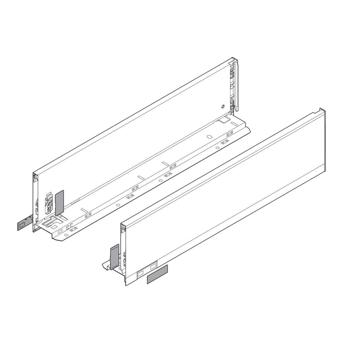 Blum LEGRABOX Zarge, Höhe K 128,5 mm, NL 600 mm, links/rechts, für LEGRABOX pure, oriongrau matt