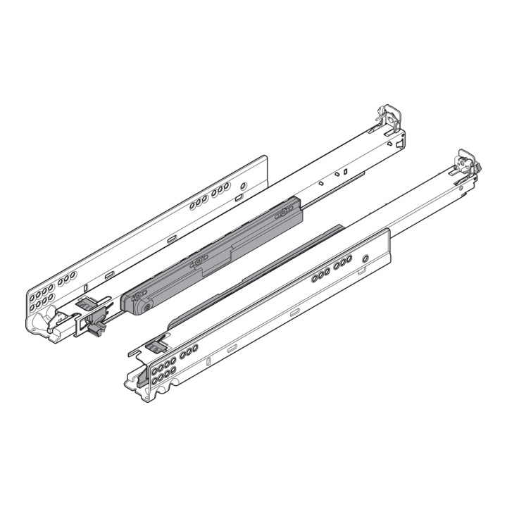 Blum MOVENTO avec TIP-ON, sortie totale pour tiroir bois, 60 kg, NL 500 mm, pour accouplement, gauche/droite, zingué